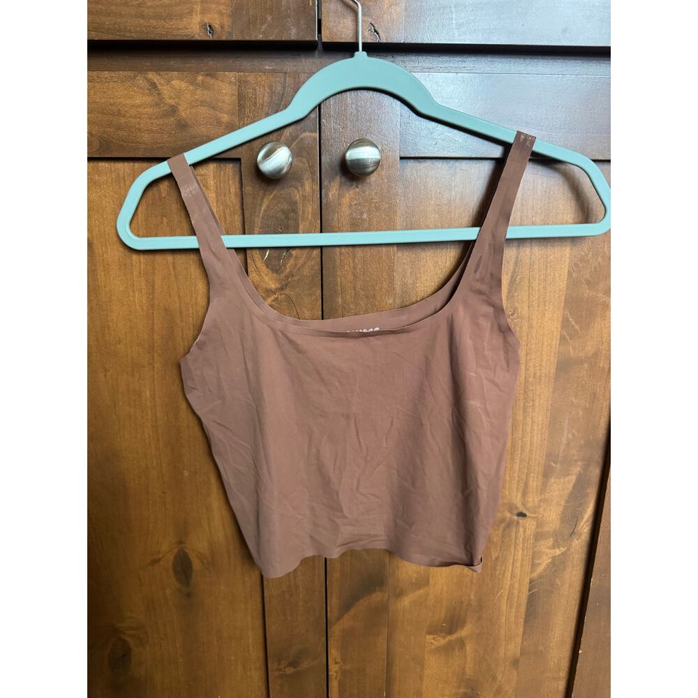 SKIMS Fits Everybody Scoop Neck Tank Crop Top Size Medium Brown